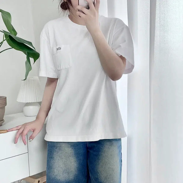 [BUNJANG] Lacoste White Pocket Short Sleeve T-Shirt - Size L / 라코스테 화이트 포켓 반팔티 [ L ]