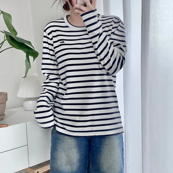 [BUNJANG] Lacoste Colorblock Striped Long-Sleeve T-Shirt (Medium) / 라코스테 배색 단가라 긴팔티 [ M ]