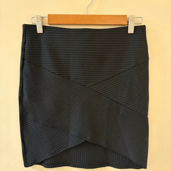 [BUNJANG] H&M Black Ribbed Mini Skirt / H&M 스커트