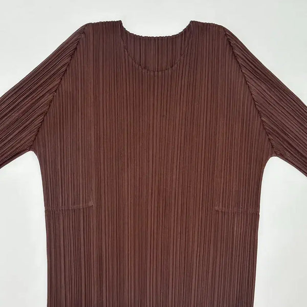 [BUNJANG] Pleats Please Brown Round Neck Top / 플리츠플리즈 탑 브라운