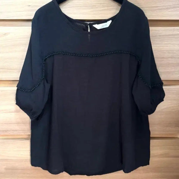[BUNJANG] Lace Short Sleeve Blouse (Size 55-66) / 레이스 반팔 블라우스(55-66반)