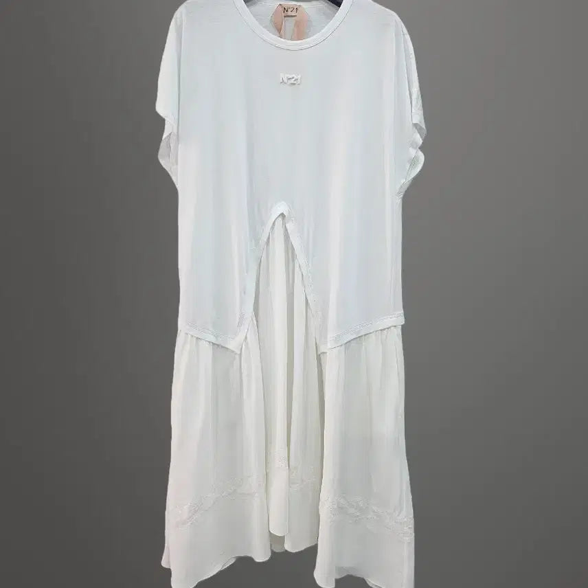 [BUNJANG] N°21 White Layered Short Sleeve Dress Size 42 / 넘버21 화이트 레이어드 원피스예요 42