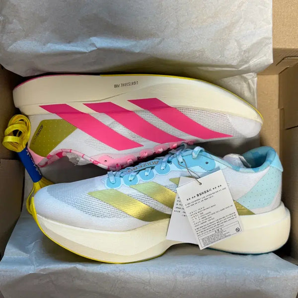 [BUNJANG] Adidas x BAPE Adizero EVO SL "Core White Metallic Gold" Sneakers (Size 290) / (290) 아디다스 베이프 아디제로 EVO SL 에보슬 KJ5751