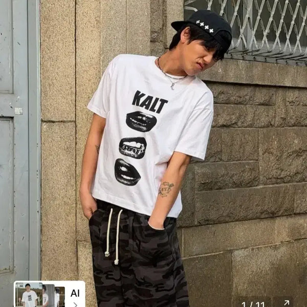 [BUNJANG] KALT Lips Half T-Shirts White / KALT Lips Half T-Shirts White 아모우 반팔