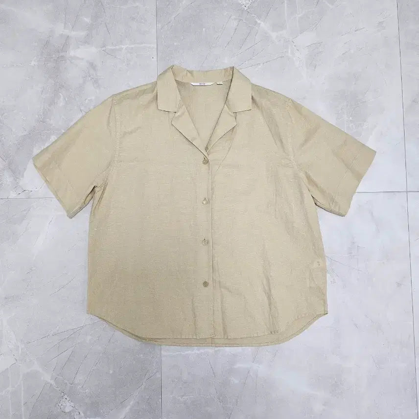 [BUNJANG] Uniqlo Women's Linen Short Sleeve Shirt / 유니클로 여성 린넨 반팔 셔츠