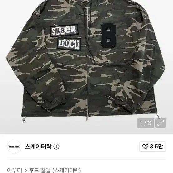 [BUNJANG] Skaterlock Camo Print Zip-Up Hoodie / 스케이터락 카모 플라쥬 후드 집업