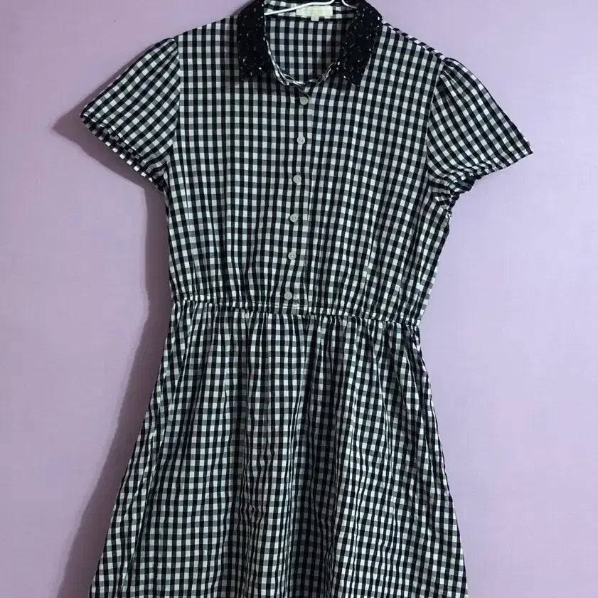 [BUNJANG] Earth Music & Ecology Check Mini Dress S / 어스뮤직앤에콜로지 체크 원피스 S