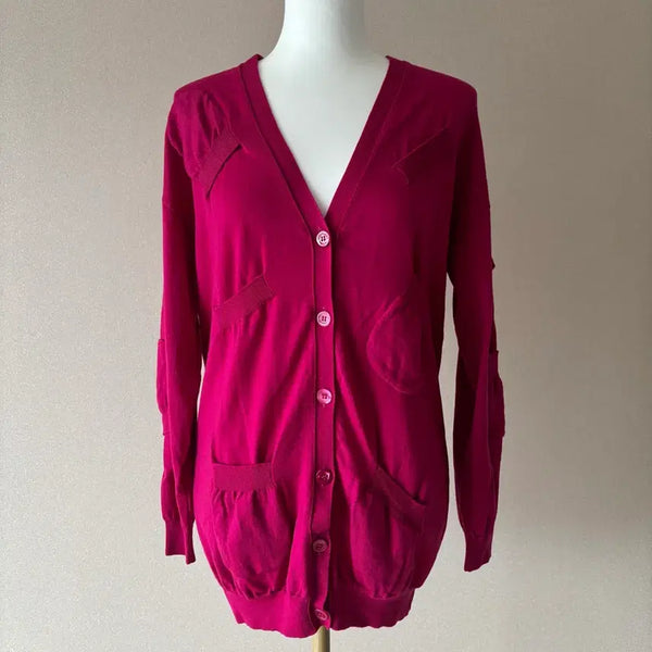 [BUNJANG] Moschino Pink Wool Cardigan Size 42 / [정품] Moschino 모스키노 핑크 울 가디건 42