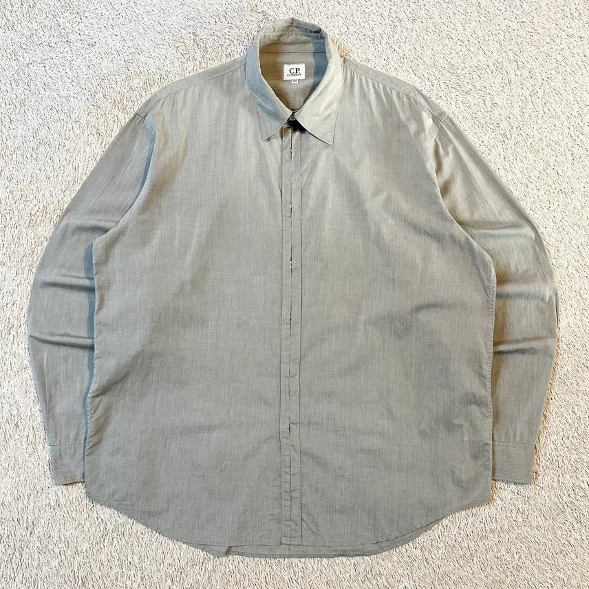 [BUNJANG] CP Company 00's Embroidered Logo Cotton Shirt Light Grey XL / [XL] 희귀) 00's CP컴퍼니 자수로고 코튼 셔츠 라이트그레이