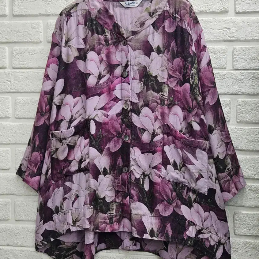 [BUNJANG] Sandeulbaram Rayon Shirt (Purple Floral Pattern, Size 99) / A4728  인견 셔츠 99 (산들바람)
