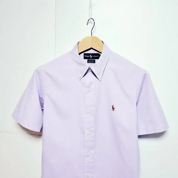 [BUNJANG] Polo Ralph Lauren Men's Solid Lavender Cotton Short-Sleeve Shirt / 남성 폴로 멀티포니 단색 라벤더 코튼 반팔 남방 셔츠