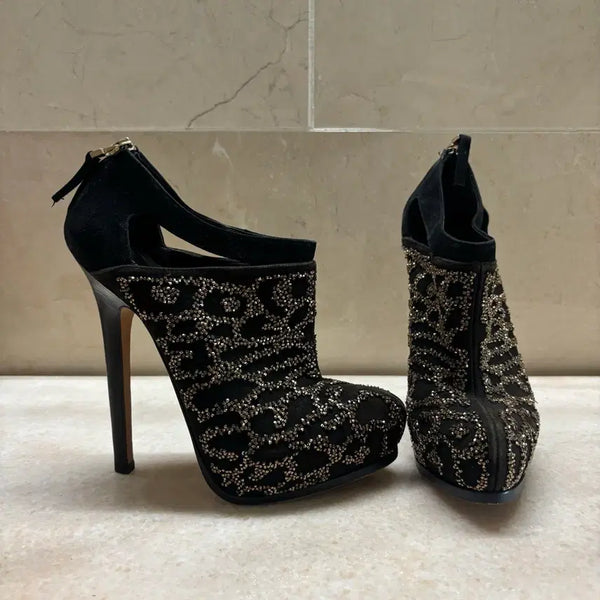 [BUNJANG] Fendi Beaded Suede Ankle Boots / [정품]Fendi 비즈 장식 앵클 부츠 230