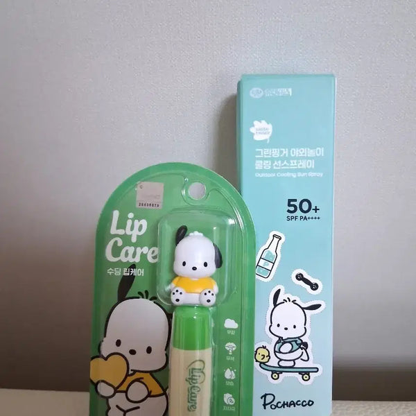 [BUNJANG] Pochacco Soothing Lip Balm + Greenfinger Cooling Sun Spray Set / 포차코 립케어 수딩 립밤 + 그린핑거 쿨링 선스프레이