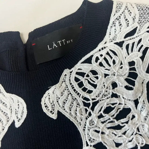 [BUNJANG] LATT BY T Lace Knit Short Sleeve / LATT BY T 레이스 니트 반팔