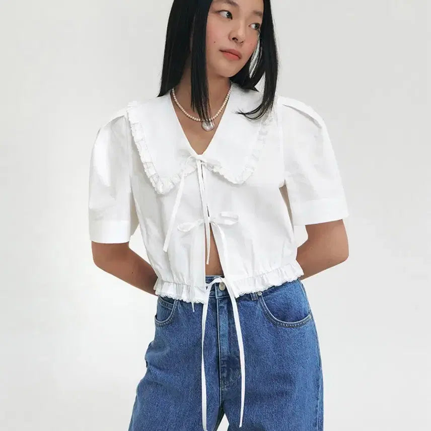 [BUNJANG] GROVE Lace Crop Blouse / 그로브 블라우스 레이스 크롭 블라우스 데이트룩 GROVE