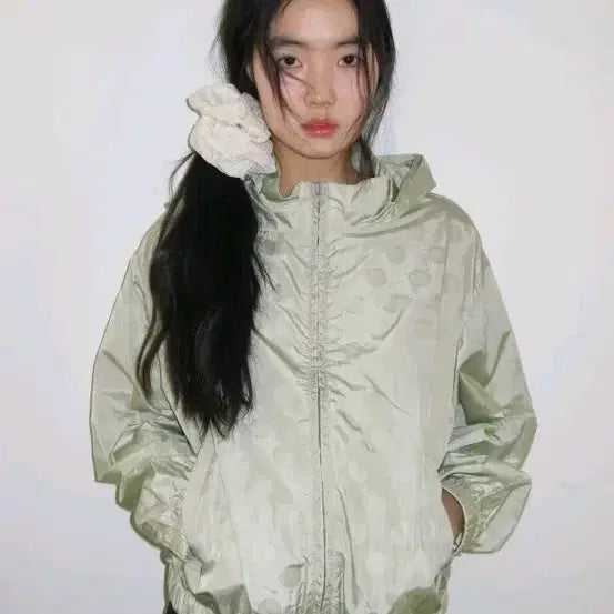 [BUNJANG] AMESS Glossy Dot Windbreaker Green / 아메스 윈드브레이커 GLOSSY DOT WINDBREAKER GREEN