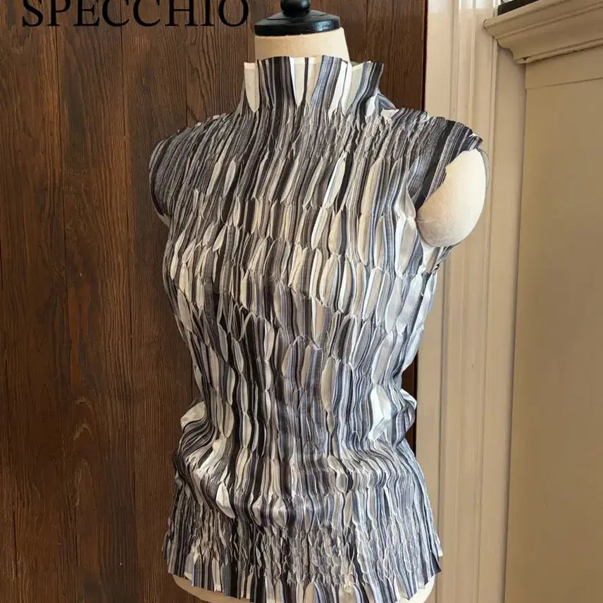 [BUNJANG] Spechio Blue Stripe Sleeveless Top / 스피치오 정품 블루 스트라이프 배색 민소매 탑