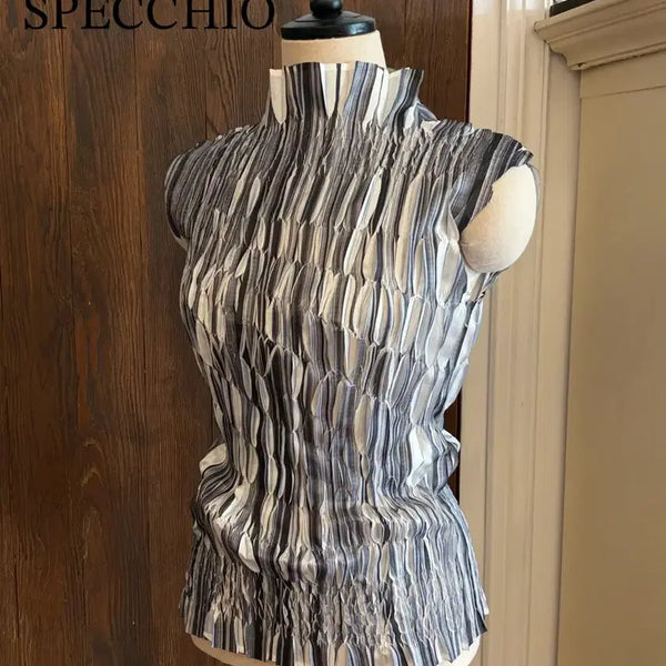 [BUNJANG] Spechio Blue Stripe Sleeveless Top / 스피치오 정품 블루 스트라이프 배색 민소매 탑