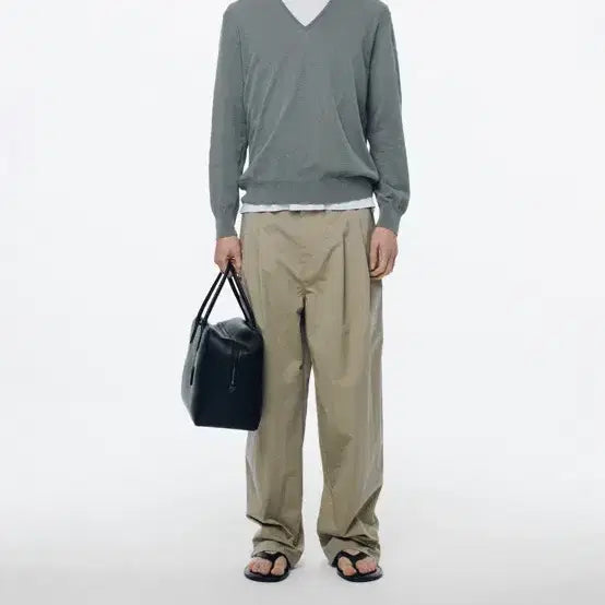 [BUNJANG] Notthing Written Ciao V-Neck Pullover Knit (Gray, M) / 낫띵리튼 V넥 니트 그레이 Ciao v-neck pullover