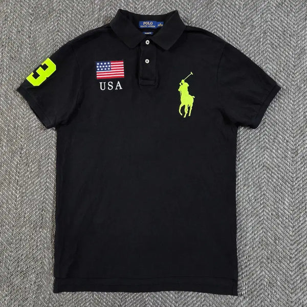 [BUNJANG] Polo Ralph Lauren Chief Keef Big Pony USA Flag Short Sleeve Polo Shirt / 폴로 랄프로렌 치프키프 빅포니 성조기 USA 반팔 카라티