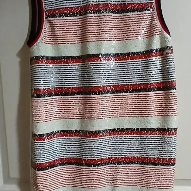 [BUNJANG] Striped Sequin Sleeveless Mini Dress / 가격내림민소매 줄무늬 스팽글 원피스66