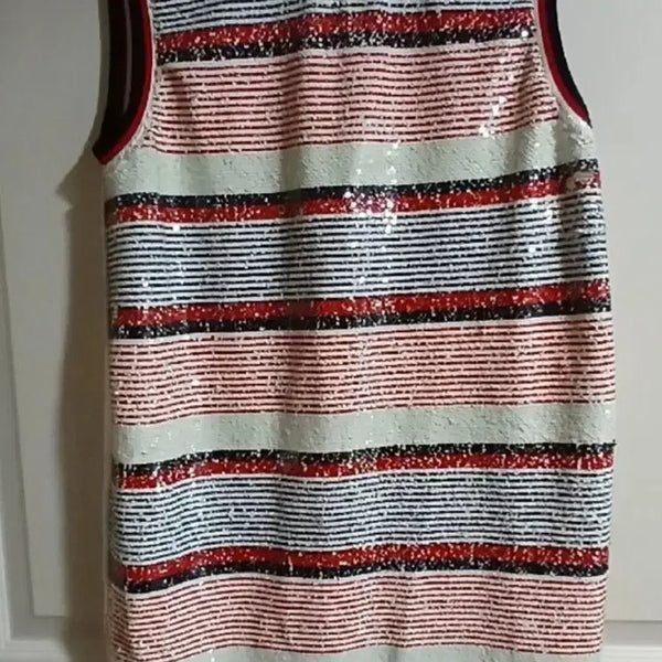 [BUNJANG] Striped Sequin Sleeveless Mini Dress / 가격내림민소매 줄무늬 스팽글 원피스66
