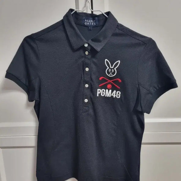 [BUNJANG] Pargates Women's Golf Wear Short Sleeve Collar T-Shirt / 파리게이츠 여성  골프웨어 반팔 카라티 1사이즈 면티 다크네이비