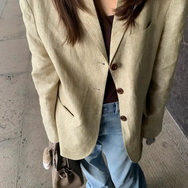 [BUNJANG] FRERE Linen Stripe Jacket / 프레레 린넨 스트라이프 자켓