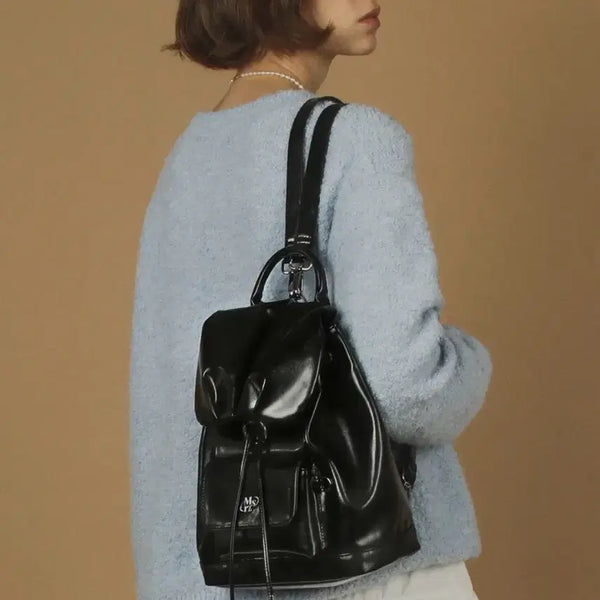 [BUNJANG] Masmarulz Leather Shirring Mini Flap Backpack / 마스마룰즈 백팩 Leather shirring mini flap back