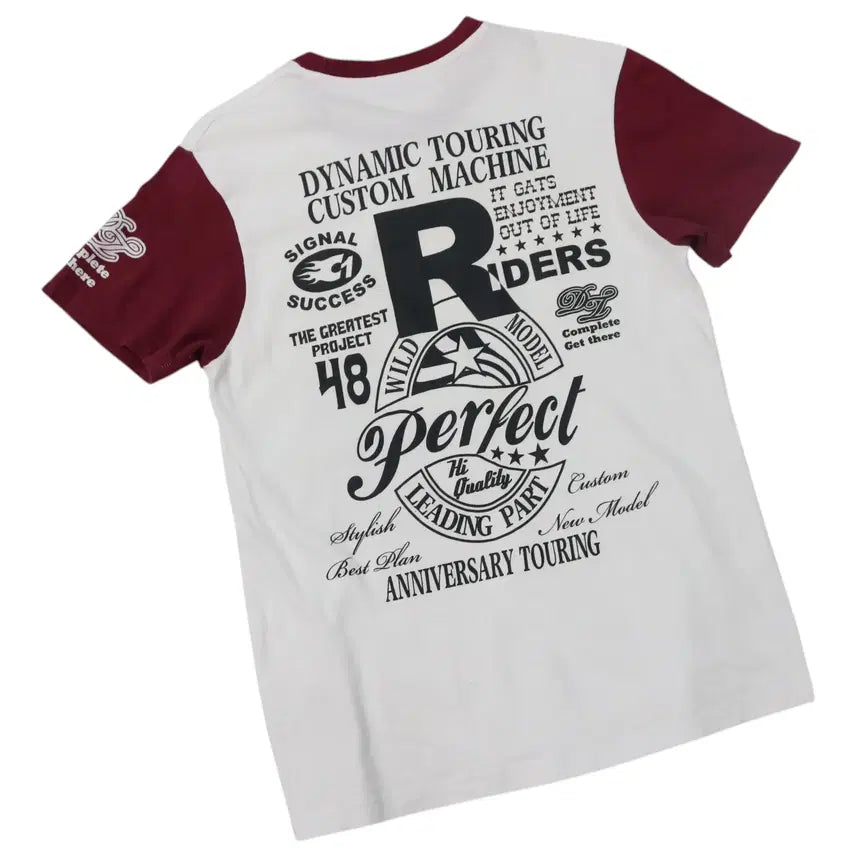 [BUNJANG] CREATION CUBE Vintage Biker Graphic Ringer Short Sleeve T-Shirt (M) / 크리에이션 큐브 빈티지 바이커 그래픽 링거 반팔티셔츠 (M)