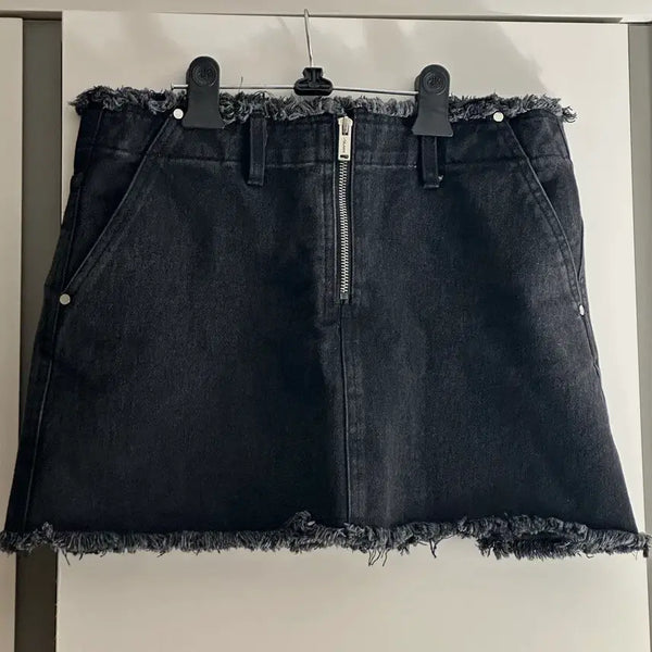 [BUNJANG] More Than Black Cut Off Denim Mini Skirt / 모어댄블랙 흑청 데님 미니 스커트 치마 CUT OFF DENIM