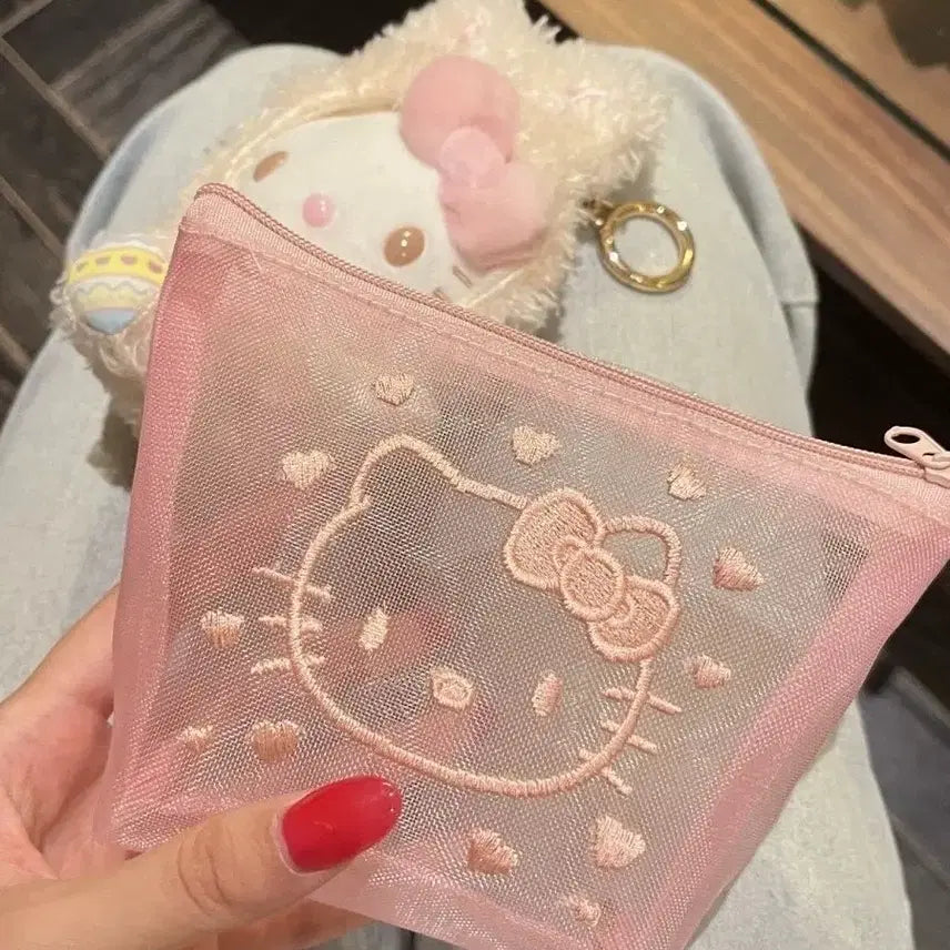 [BUNJANG] Hello Kitty Mesh Pouch Pink / 헬로키티 망사 파우치 핑크