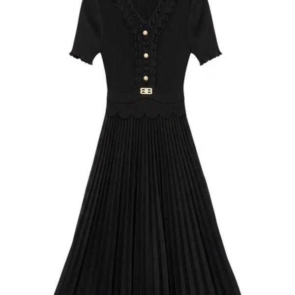 [BUNJANG] Lily Women's Short-Sleeve Pleated Long Dress / 여성F/ 국내제작 LILY 전체 플리츠 반소매 롱원피스