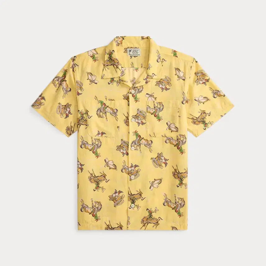 [BUNJANG] RRL Linen Western Printing Hawaiian Shirt M / 더블알엘 RRL 리넨 하와이안 웨스턴 프린팅 셔츠 m