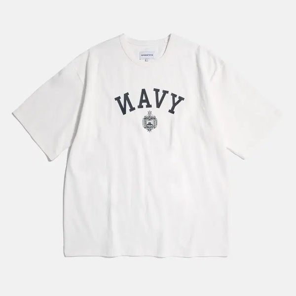 [BUNJANG] Espionage Navy Logo T-Shirt Off White / 에스피오나지 navy 로고 반팔티셔츠 S