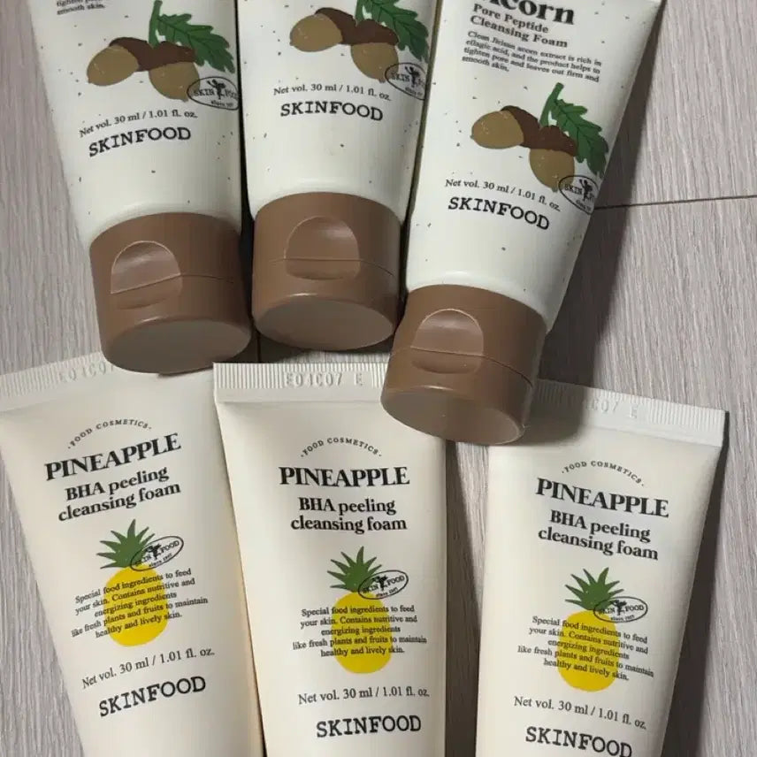 [BUNJANG] Skinfood Acorn & Pineapple Cleansing Foam Bundle Set (30ml x 6) / 스킨푸드 클렌징폼 일괄