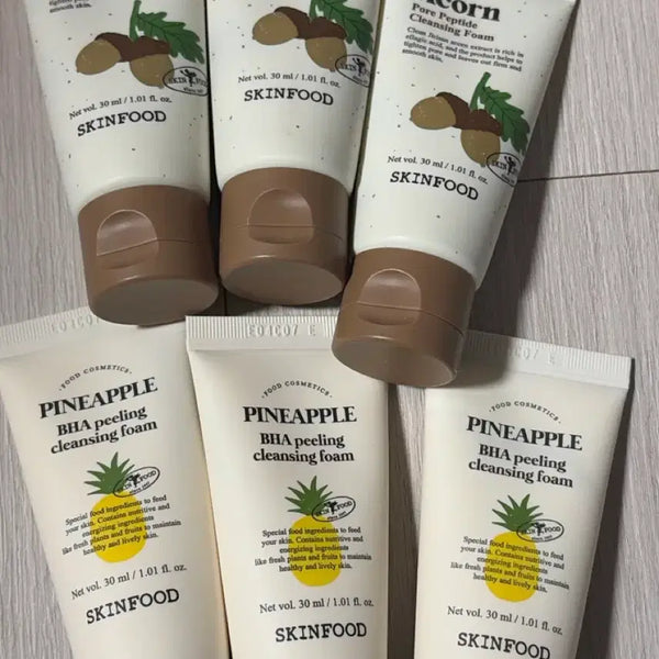 [BUNJANG] Skinfood Acorn & Pineapple Cleansing Foam Bundle Set (30ml x 6) / 스킨푸드 클렌징폼 일괄