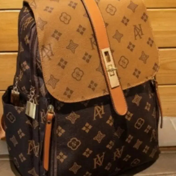 [BUNJANG] Women's Pattern Backpack - Brown / 새상품 여성 패턴 백팩 브라운