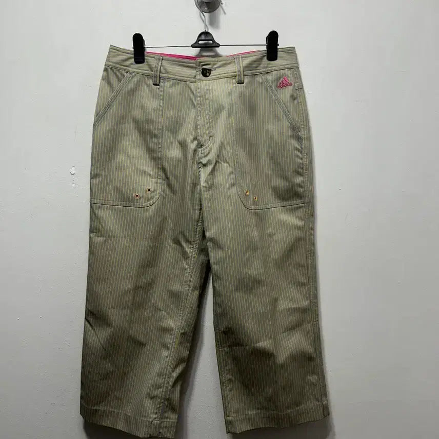[BUNJANG] Adidas Women's Striped 7/8 Pants Beige S / 아디다스 여성 스트라이프 7부 바지 베이지 S