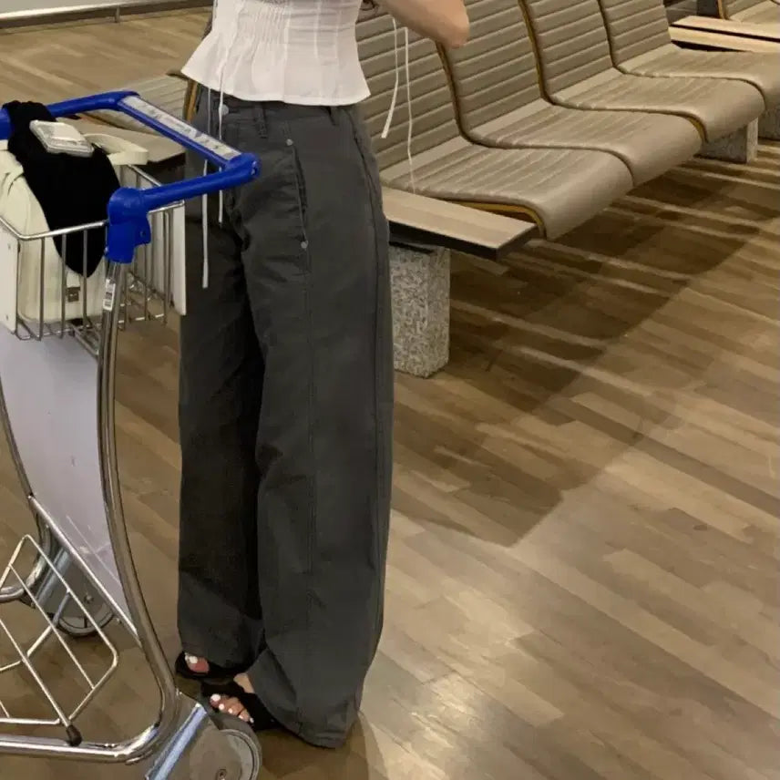 [BUNJANG] EJAEB Florene Cotton Wide Pants Charcoal S / 새상품) EJAEB 에제브 플로렌 코튼 와이드 팬츠 차콜
