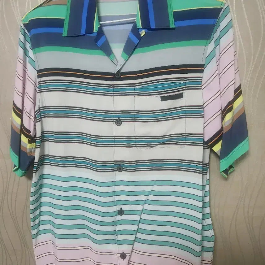 [BUNJANG] Prada 19ss Striped Multicolor Short Sleeve Shirt / 19ss 프라다 반팔 셔츠 스트라이프 멀티컬러