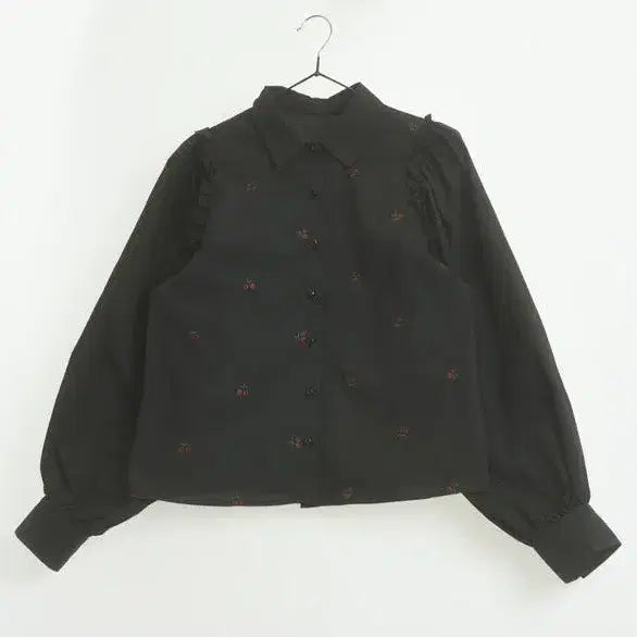 [BUNJANG] Cherry Embroidery Frill Blouse / 모리걸 키치 체리 자수 블라우스