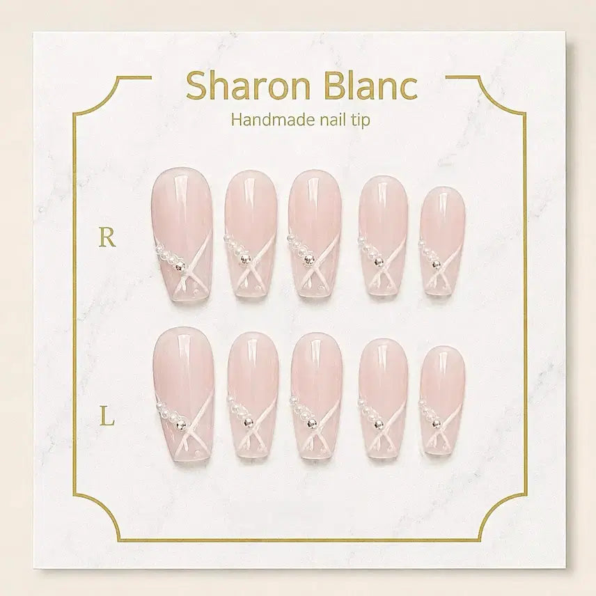 [BUNJANG] Sharon Blanc Pearl Ballerina Core Nail Tips / 진주 발레코어 네일팁 / 15종 쉐입