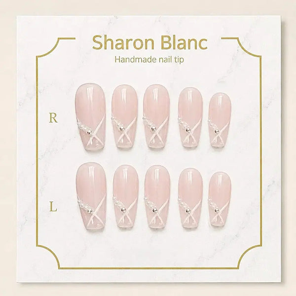[BUNJANG] Sharon Blanc Pearl Ballerina Core Nail Tips / 진주 발레코어 네일팁 / 15종 쉐입
