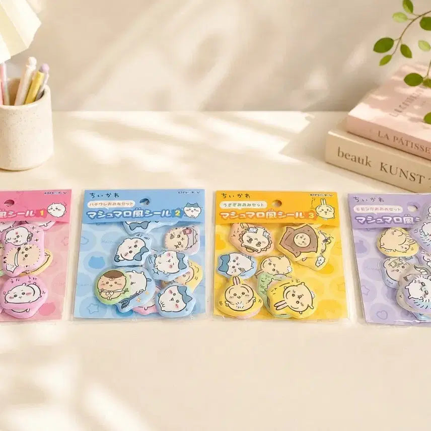 [BUNJANG] Chiikawa Marshmallow Stickers Set - Hachiwara, Usagi, Momonga / 치이카와 마시멜로 스티커 마시멜로씰 하치와레 우사기 모몽가