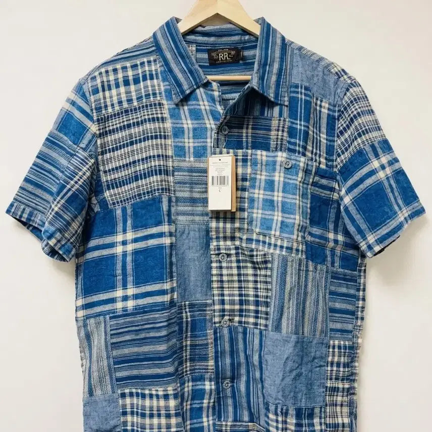 [BUNJANG] RRL Indigo Patchwork Camp Shirt L / RRL 더블알엘 인디고 패치워크 캠프 셔츠 인디고 패치워크 L