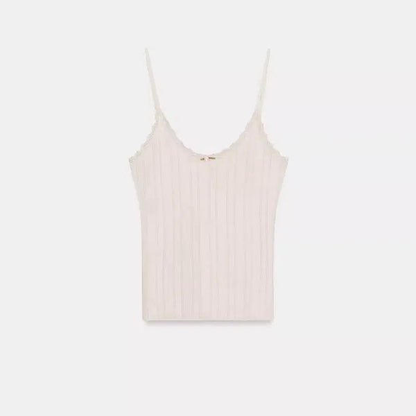 [BUNJANG] Zara Pointelle Lace Trim Ribbed Tank Top / Zara 자라 포인텔 나시탑