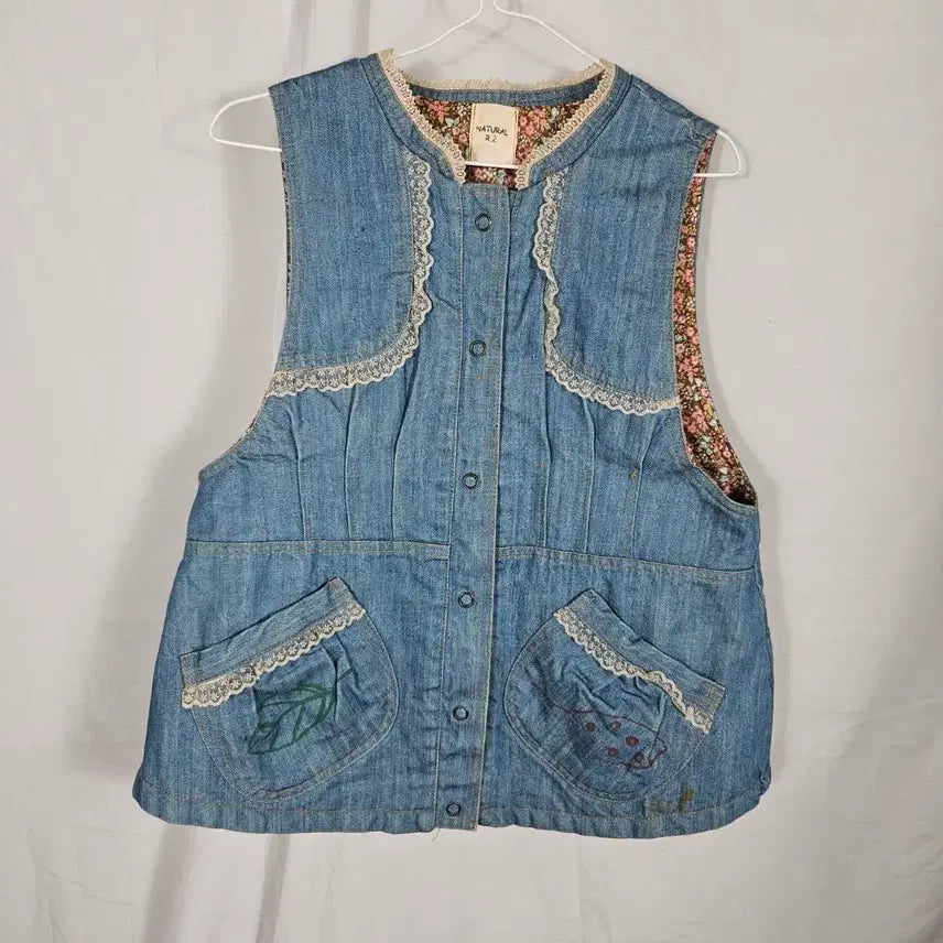 [BUNJANG] Natural Nine Denim Lace Vest / 내추럴투나인 데님 레이스 조끼