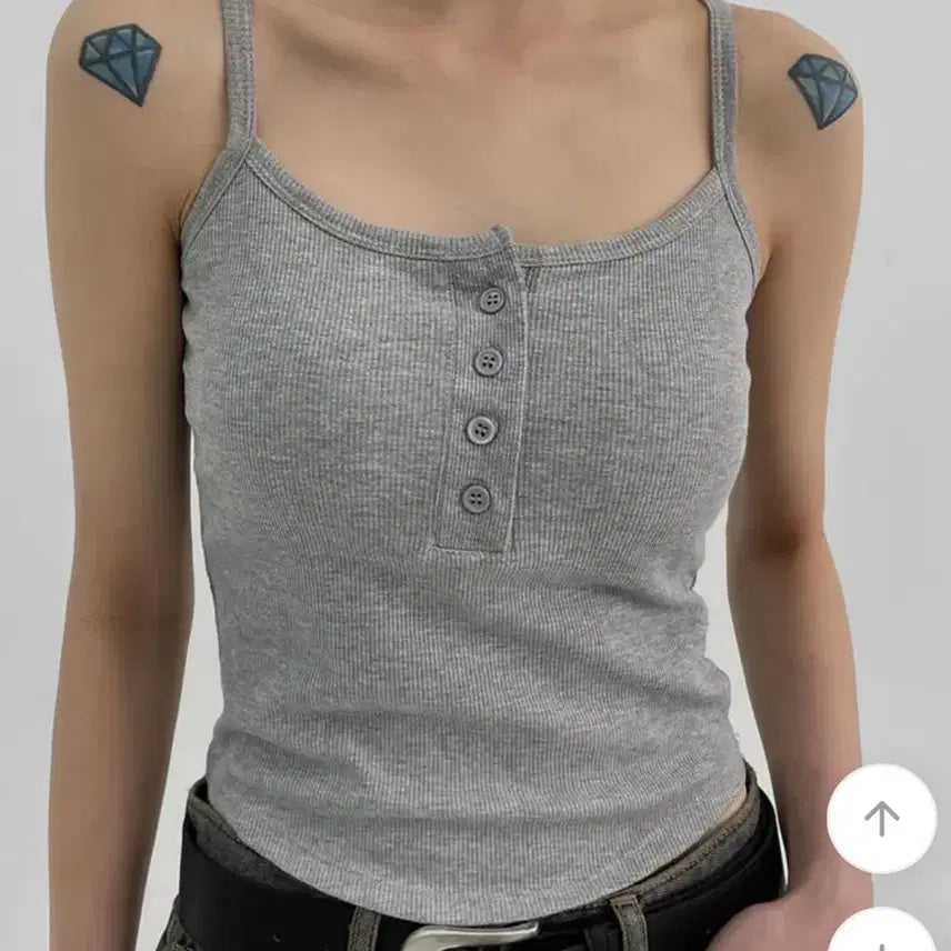 [BUNJANG] Black Up Houryou Ribbed Inner Camisole Gray / 블랙업 아워유 골지 캡내장 나시 그레이 (하투하 이안 착용)