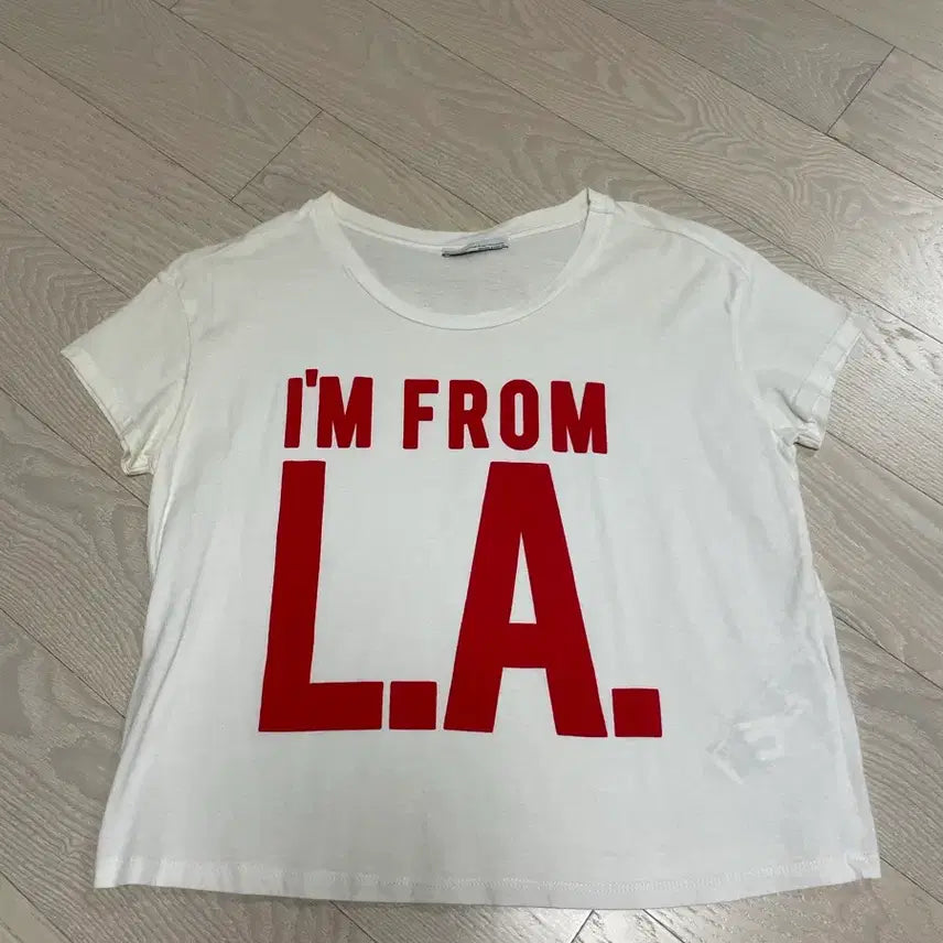 [BUNJANG] Zara I'm FROM LA White Short Sleeve T-Shirt / Zara 자라 I'm FROM LA 화이트 반팔 티셔츠